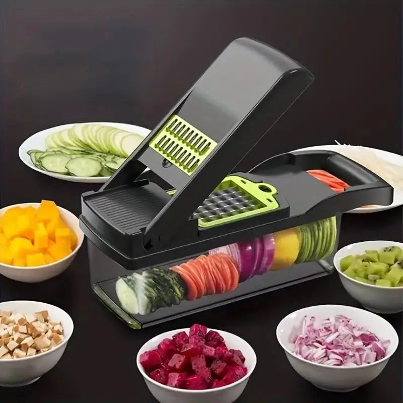 16 in 1 Vegetable Cutter & Grater | Multifunctional Cheese, Carrot, Tomato & Onion Shredder