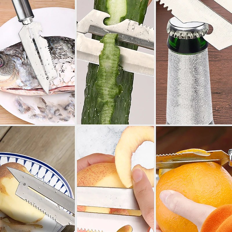 Multifunctional Stainless Steel Kitchen Knife | Fruit Vegetable Cutter & Fish Scale Peeler