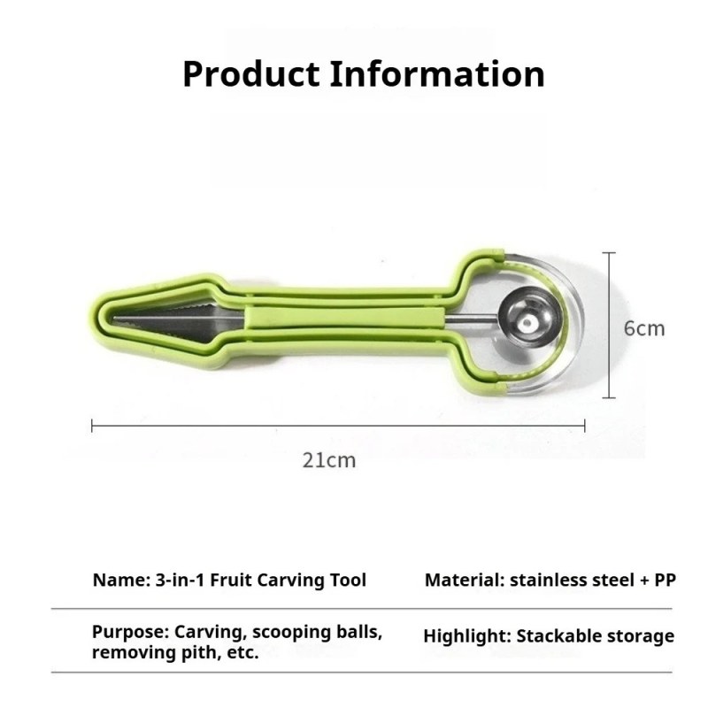 4 in 1 Fruit Carving Knife Cutter | Fruit Platter Decorator & Pulp Separator Tool