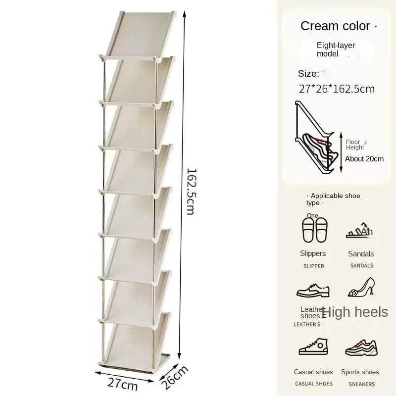  5 Layer Vertical Shoe Rack Space Saving Cabinet With Strong Load Bearing Stainless Steel Stand