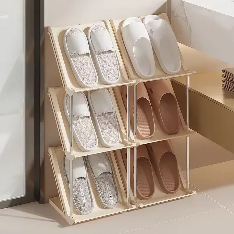  5 Layer Vertical Shoe Rack Space Saving Cabinet With Strong Load Bearing Stainless Steel Stand