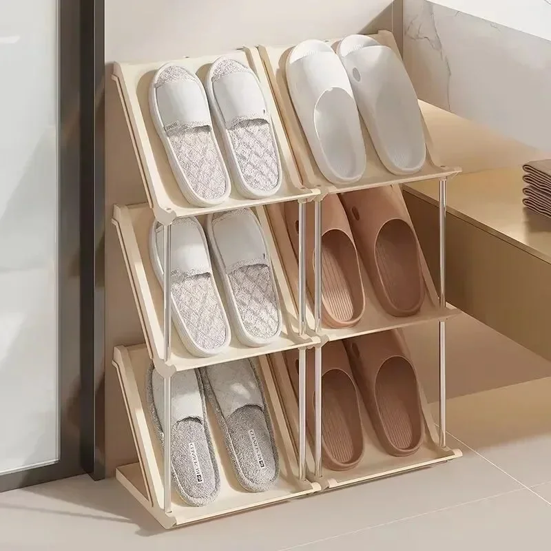  5 Layer Vertical Shoe Rack Space Saving Cabinet With Strong Load Bearing Stainless Steel Stand