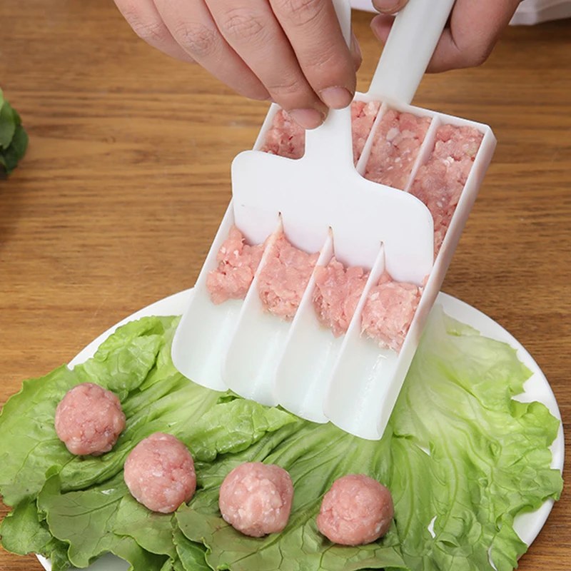 2Pcs Creative Kitchen Meatball Maker Mold with Cutting Spade | Non-Stick Meatball Scoop Tool Set