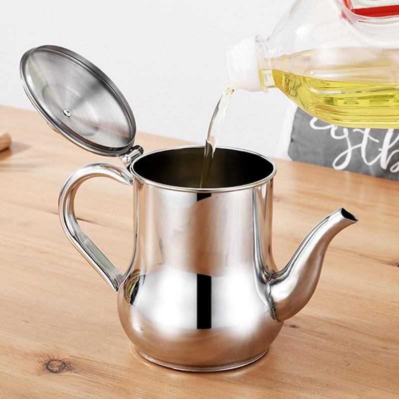 Stainless Steel Oil Strainer Pot with Removable Filter | Oil Dispenser & Grease Storage Can