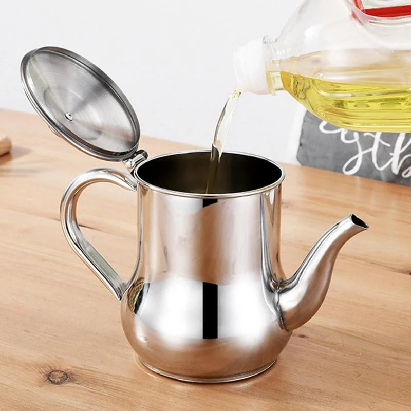 Stainless Steel Oil Strainer Pot with Removable Filter | Oil Dispenser & Grease Storage Can