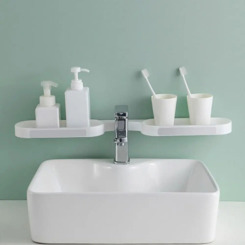  180 Degree Corner Rotating Wall-mounted Bathroom Organizer Storage Rack