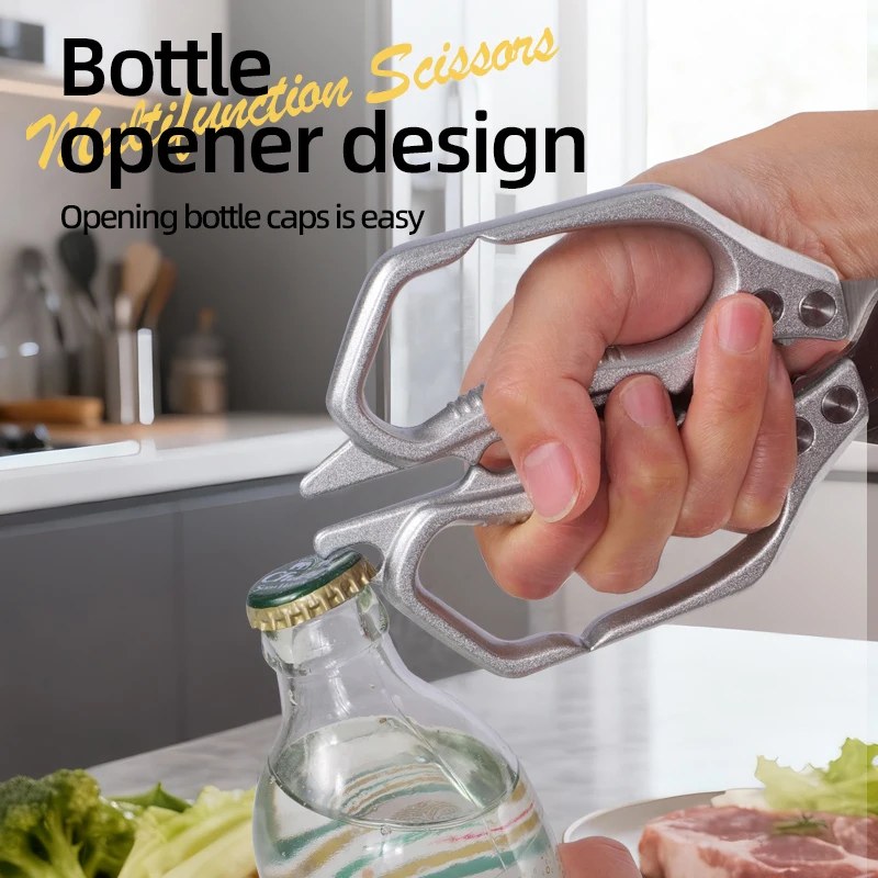Stainless Steel Kitchen Scissors Poultry Shears Fish Bone Remover Multi functional Scissors- 000982