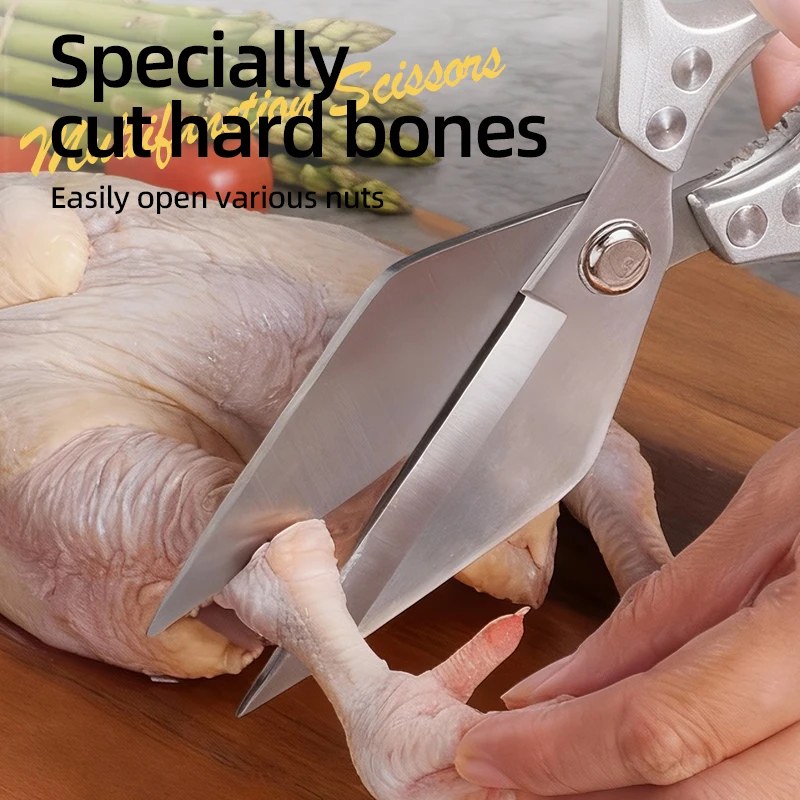 Stainless Steel Kitchen Scissors Poultry Shears Fish Bone Remover Multi functional Scissors- 000982