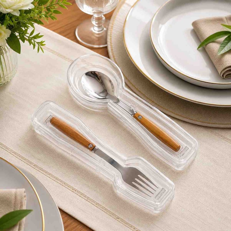 2-Piece Transparent Cutlery Holder Set – Fork & Teaspoon Storage Organizer