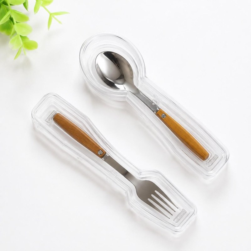 2-Piece Transparent Cutlery Holder Set – Fork & Teaspoon Storage Organizer