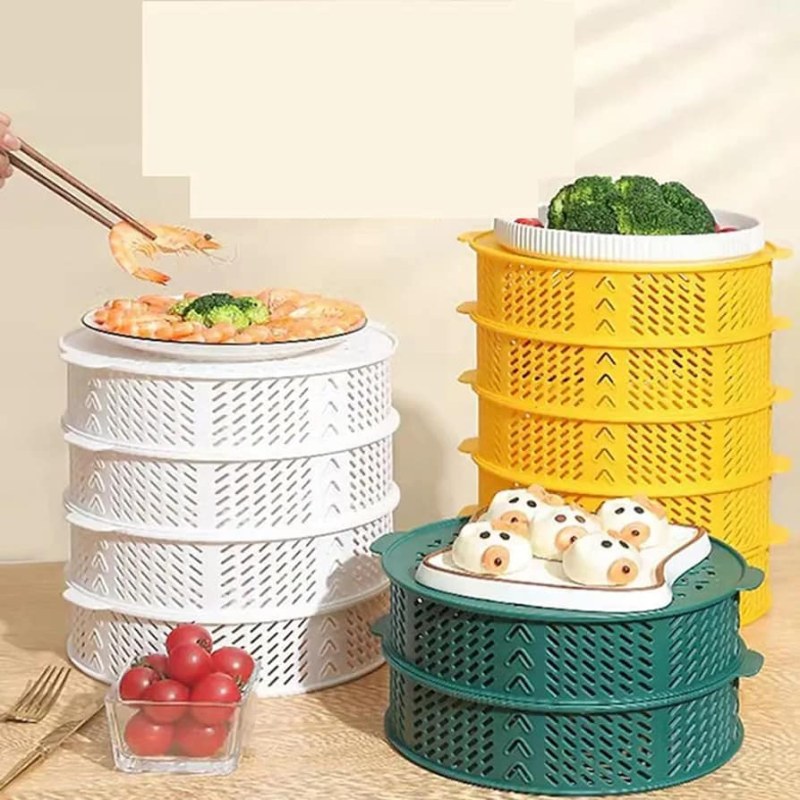 5-Layer Foldable Food Cover | Anti-Fly & Dustproof Dining Table Food Storage Cover