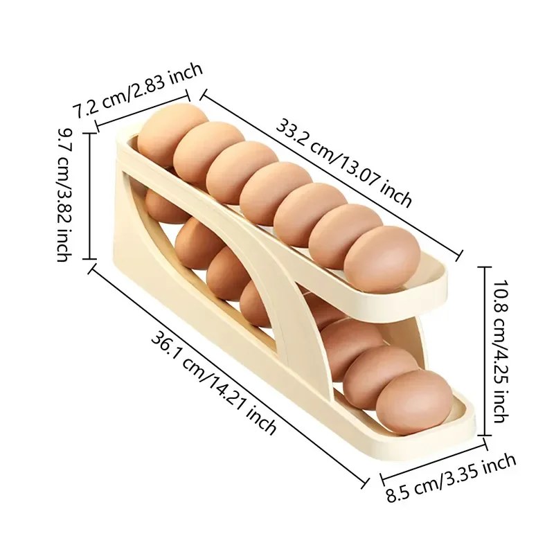 2PCS Automatic Rolling Egg Storage Box | Roll-Down Refrigerator Egg Dispenser & Organizer