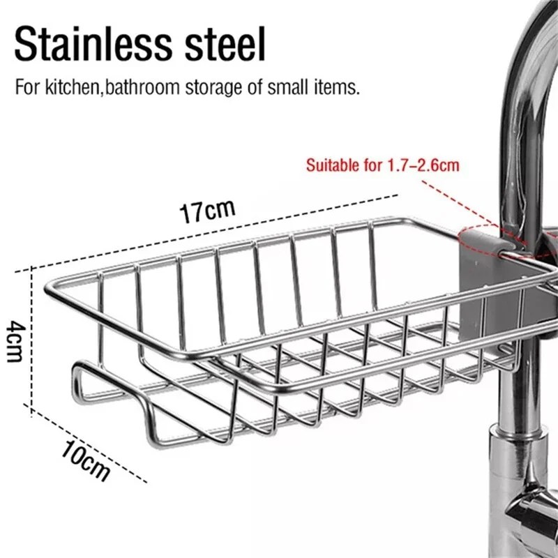 Stainless Steel Kitchen Faucet Storage Shelf | Sink Organizer Rack
