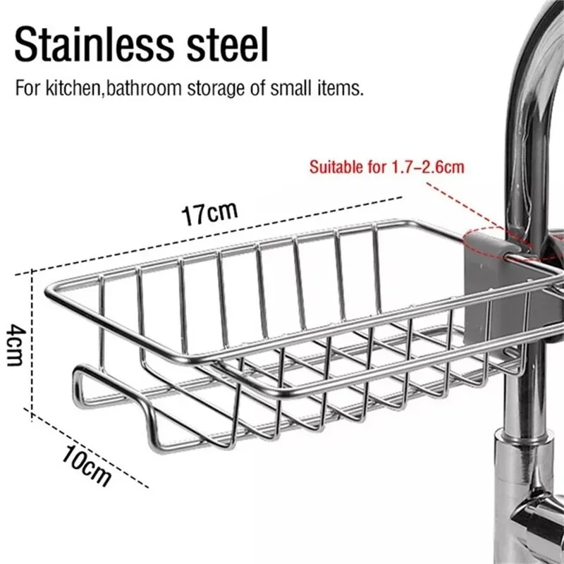 Stainless Steel Kitchen Faucet Storage Shelf | Sink Organizer Rack