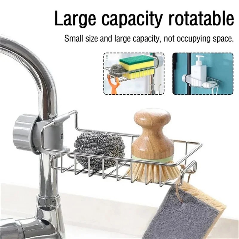 Stainless Steel Kitchen Faucet Storage Shelf | Sink Organizer Rack