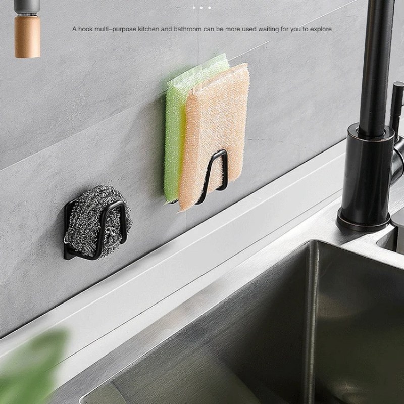 4PCS Stainless Steel Kitchen Sponge Holder | Wall Mounted Sink Sponge & Dish Cloth Storage Rack