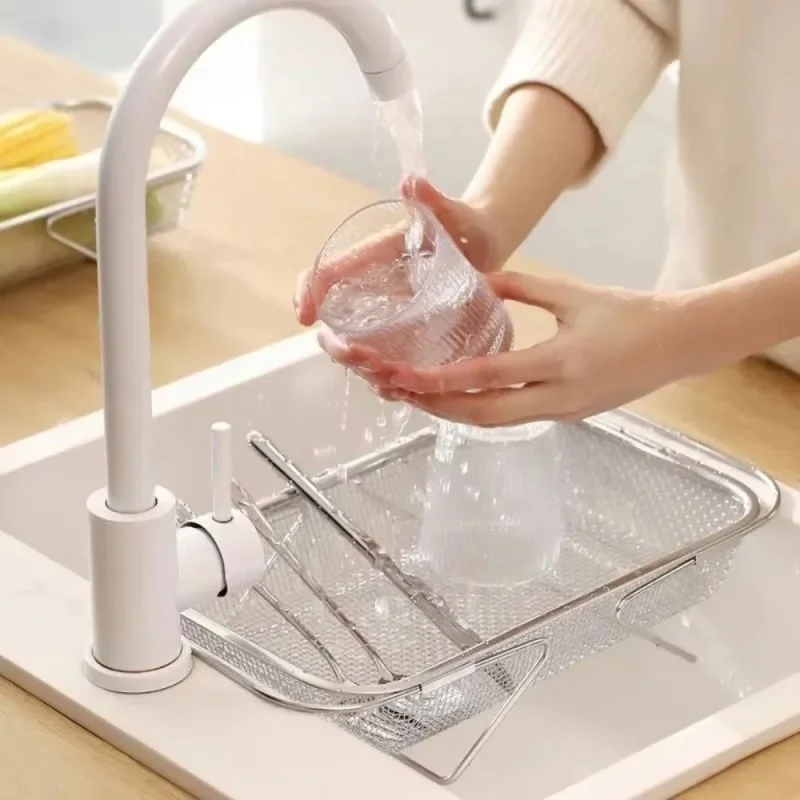 Extra Large Retractable Stainless Steel Kitchen Sink Drain Basket – Adjustable 37cm to 51.5cm_001022