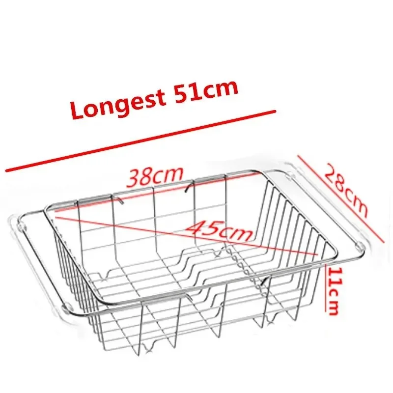Stainless Steel Telescopic Sink Drain Rack – Adjustable Dish Drying Basket_001023