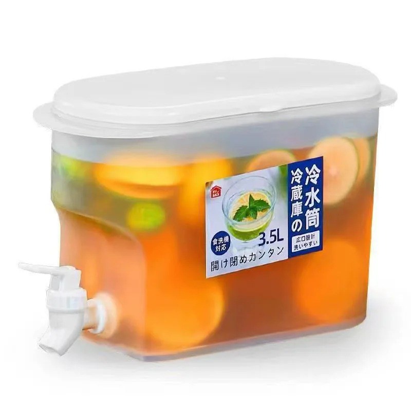 3.5L/5L Large Capacity Cold Water Dispenser Jug with Faucet – Refrigerator Beverage Pitcher for Iced Drinks