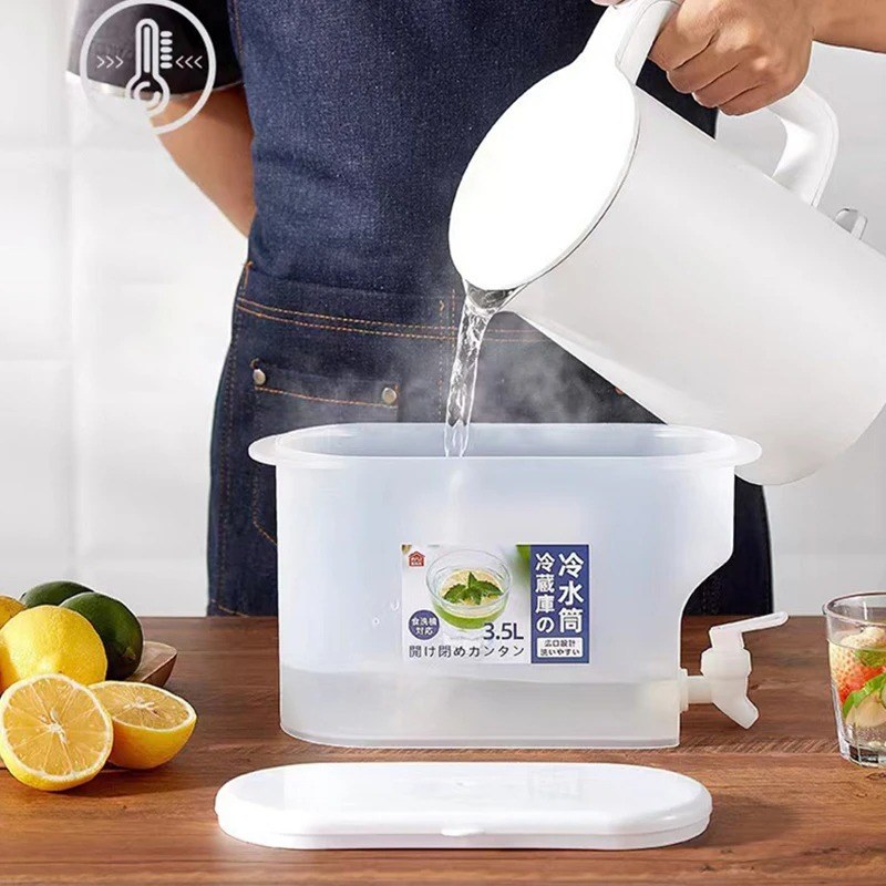 3.5L/5L Large Capacity Cold Water Dispenser Jug with Faucet – Refrigerator Beverage Pitcher for Iced Drinks