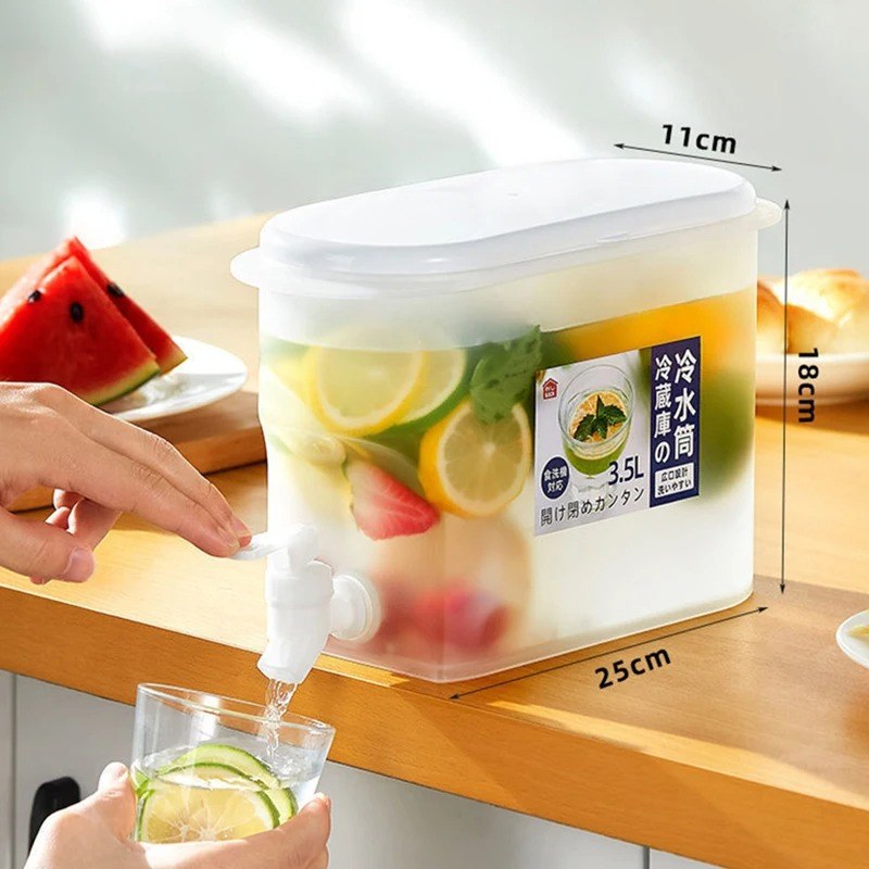 3.5L/5L Large Capacity Cold Water Dispenser Jug with Faucet – Refrigerator Beverage Pitcher for Iced Drinks