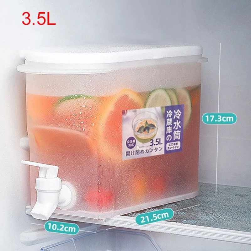 3.5L/5L Large Capacity Cold Water Dispenser Jug with Faucet – Refrigerator Beverage Pitcher for Iced Drinks