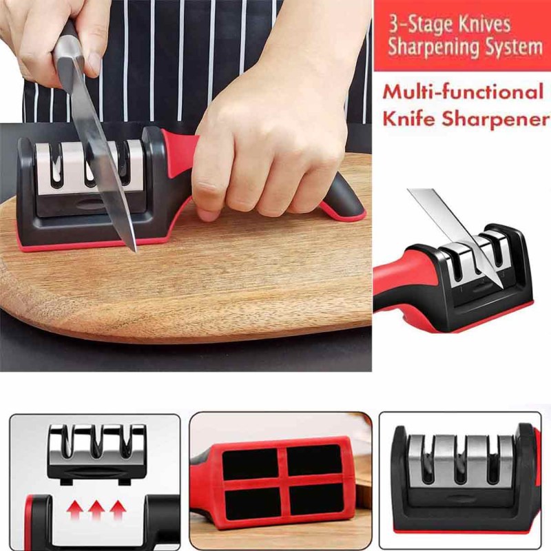 Stainless Steel Kitchen Knife Sharpener – Manual Knife Sharpening Tool & Blade Grinder