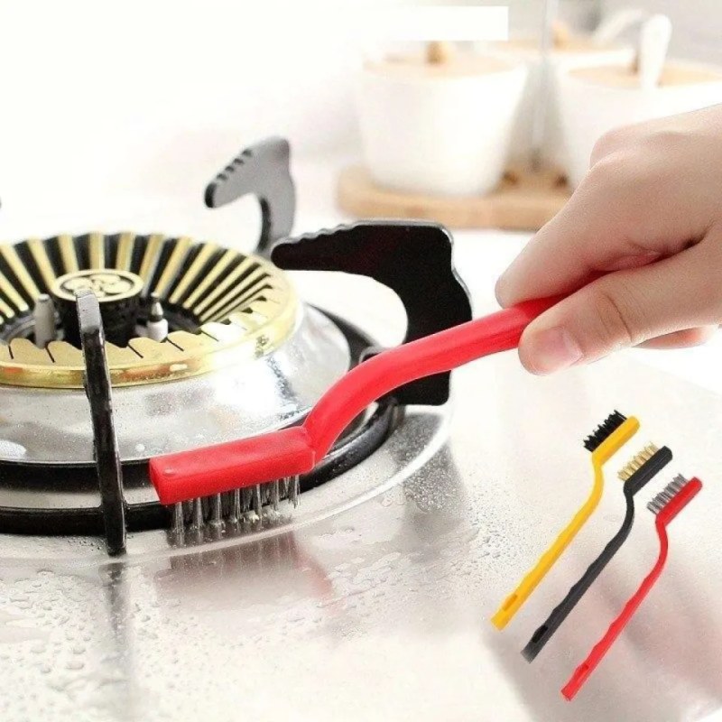 3Pcs Gas Stove Cleaning Wire Brush Set | Multi-Purpose Kitchen Cleaning Brushes