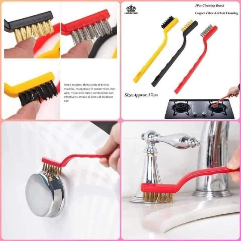 3Pcs Gas Stove Cleaning Wire Brush Set | Multi-Purpose Kitchen Cleaning Brushes