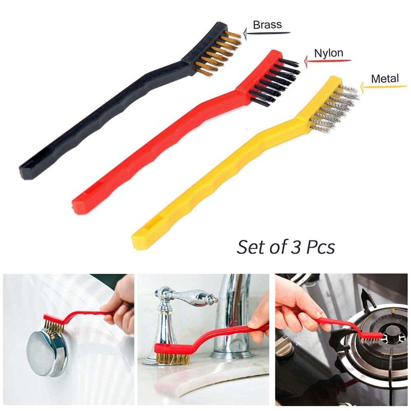 3Pcs Gas Stove Cleaning Wire Brush Set | Multi-Purpose Kitchen Cleaning Brushes