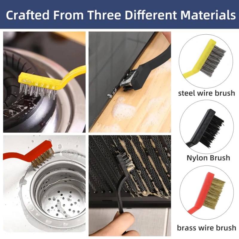 3Pcs Gas Stove Cleaning Wire Brush Set | Multi-Purpose Kitchen Cleaning Brushes