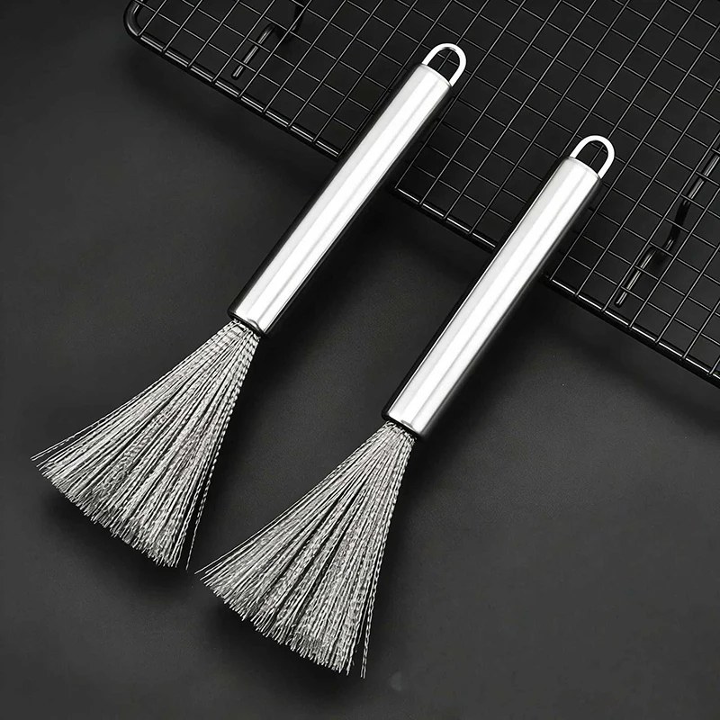 Long Handle Stainless Steel Kitchen Scrubbing Broom – Heavy Duty Pot, Pan & Sink Cleaning Brush- 000979