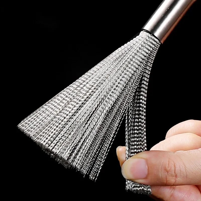 2pcs Long Handle Stainless Steel Kitchen Scrubbing Broom – Heavy Duty Pot, Pan & Sink Cleaning Brush- 000979