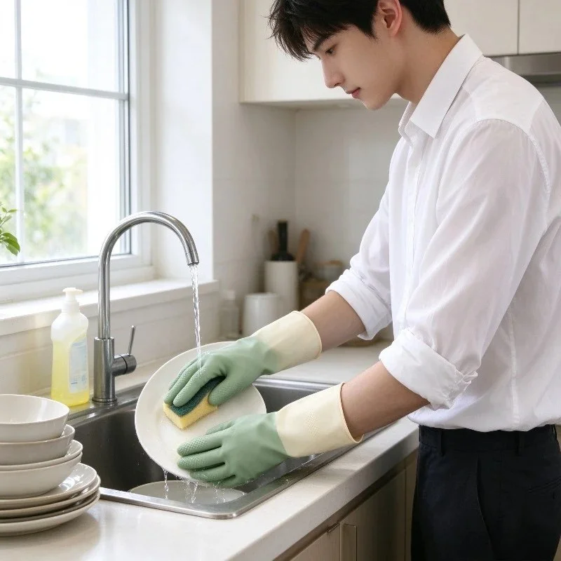 Reusable PVC Household Cleaning Gloves – 1 Pair
