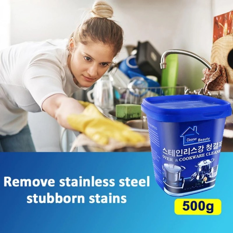 Powerful Stainless Steel Cleaning Paste – Kitchen Grease, Stain & Rust Remover