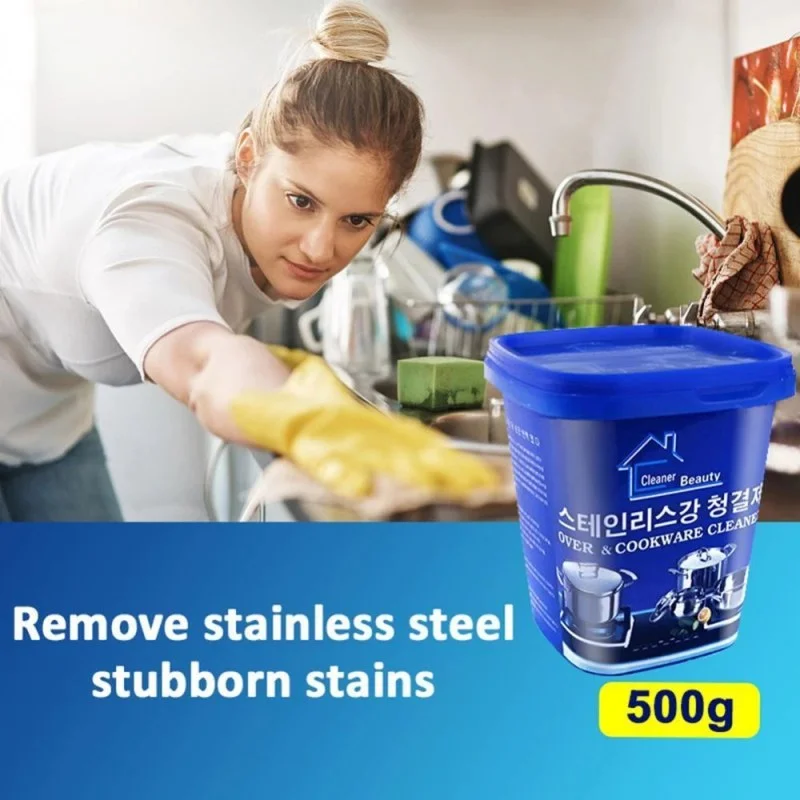 Powerful Stainless Steel Cleaning Paste – Kitchen Grease, Stain & Rust Remover