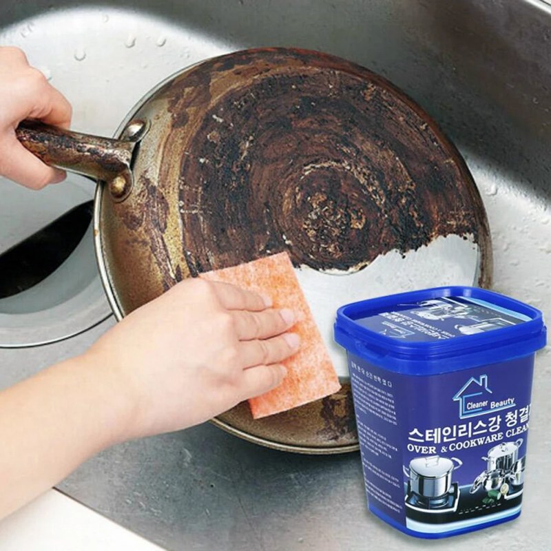 Powerful Stainless Steel Cleaning Paste – Kitchen Grease, Stain & Rust Remover