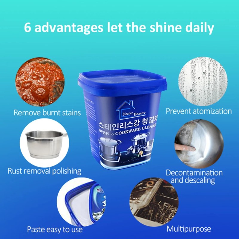 Powerful Stainless Steel Cleaning Paste – Kitchen Grease, Stain & Rust Remover