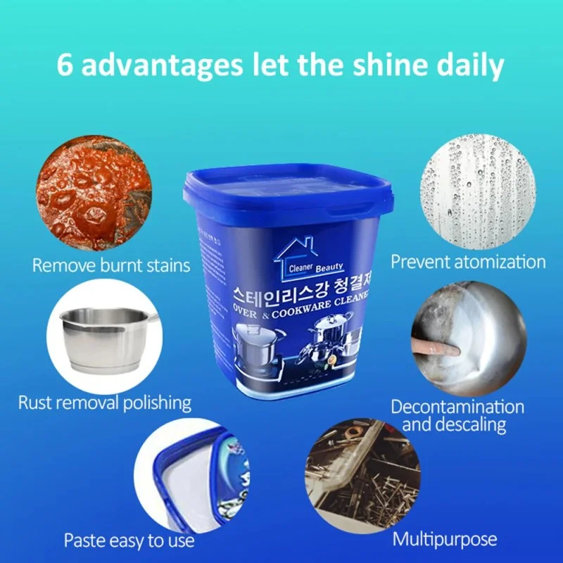 Powerful Stainless Steel Cleaning Paste – Kitchen Grease, Stain & Rust Remover