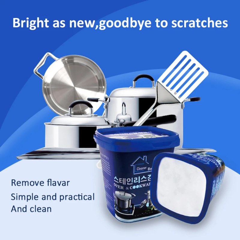 Powerful Stainless Steel Cleaning Paste – Kitchen Grease, Stain & Rust Remover