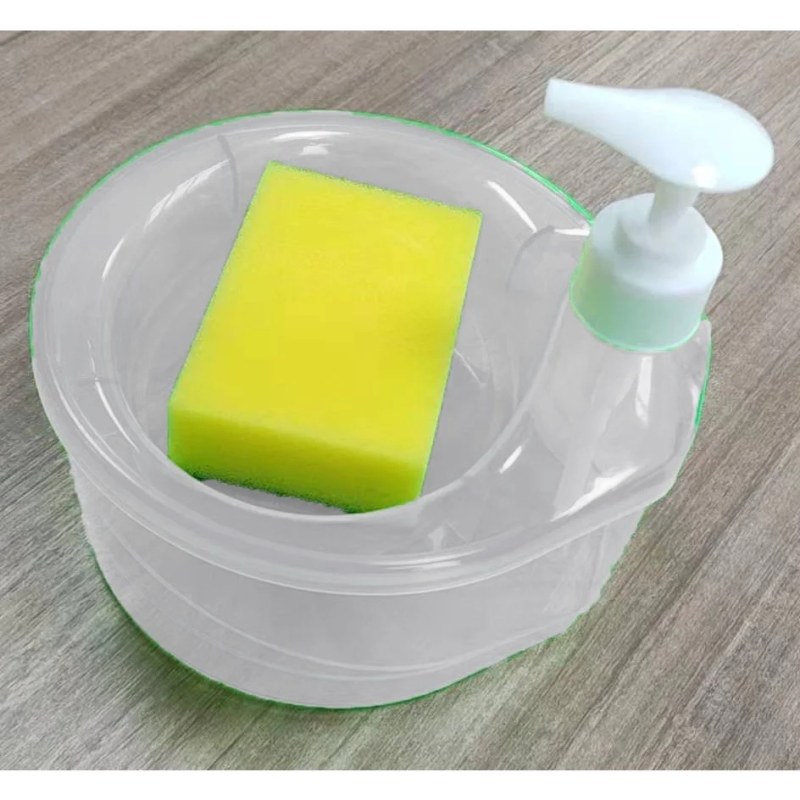 Creative Kitchen Dish Soap Dispenser with Sponge – Liquid Soap Pump & Dishwashing Storage Container