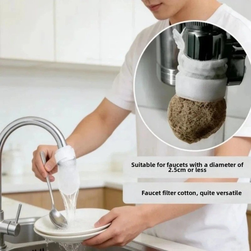 50-Piece Universal Faucet Filter Set – Anti-Splash Thickened Cotton Water Filter with 10 T-Straps