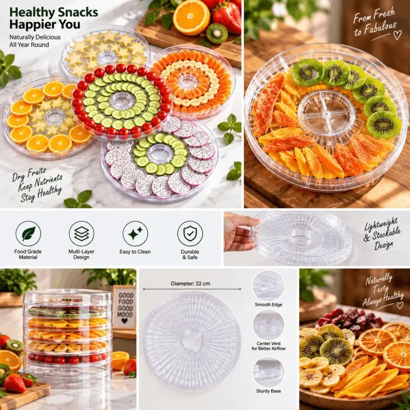 5 Layer Transparent Food Grade Dehydrator Heating Fruit and Vegetable Fruit Pet Meat Dryer Household Dried Fruit Machine-000999