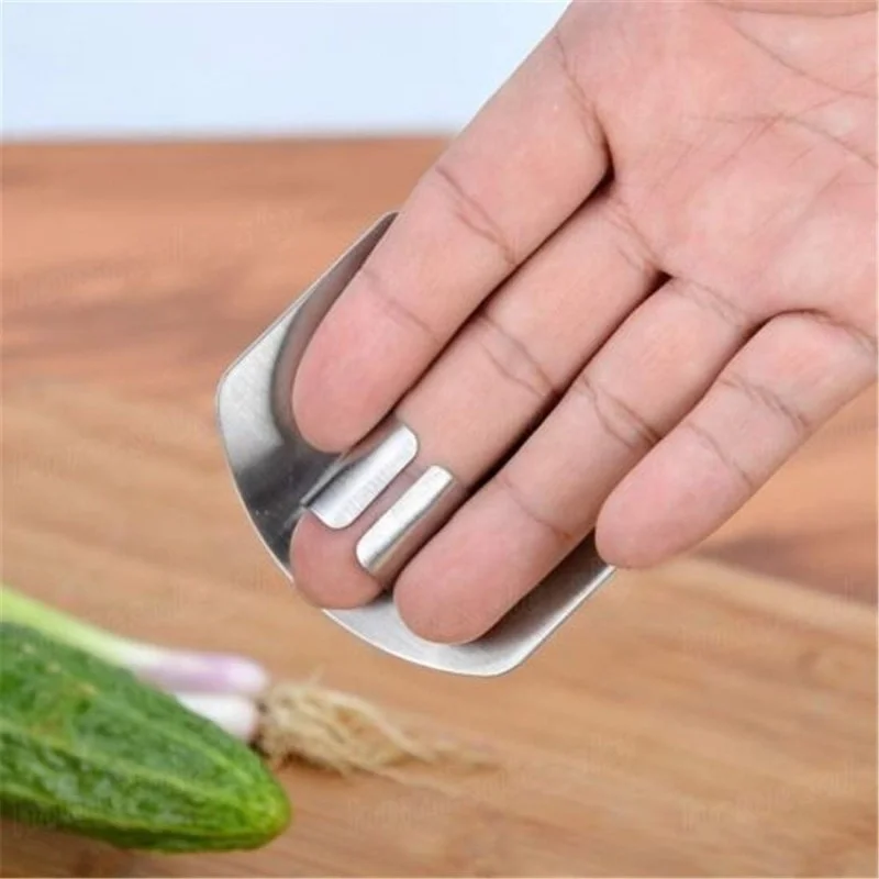 Stainless Steel Finger Guard 2PCS | Kitchen Cutting Protector Ring for Safe Vegetable Chopping