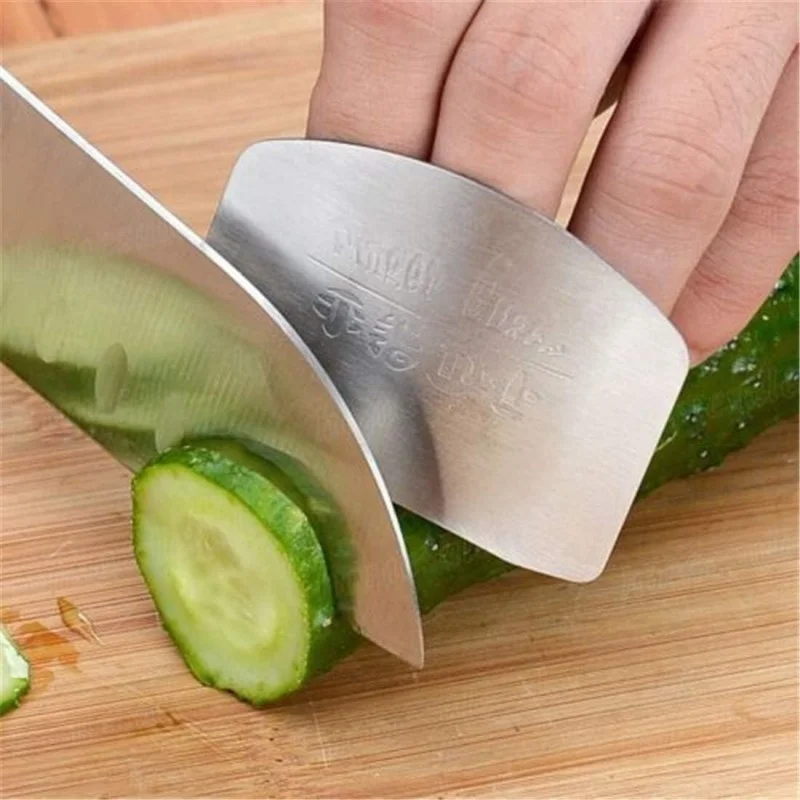 Stainless Steel Finger Guard 2PCS | Kitchen Cutting Protector Ring for Safe Vegetable Chopping