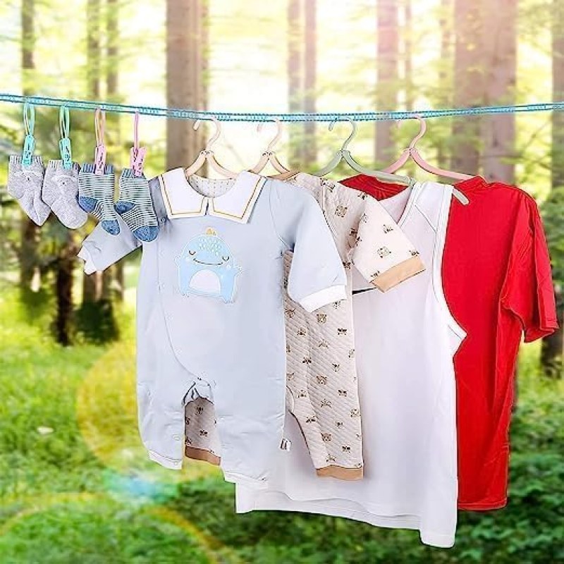 Portable Retractable Clothesline with 12 Clips – 9 Meter Elastic Clothes Drying Rope_000972