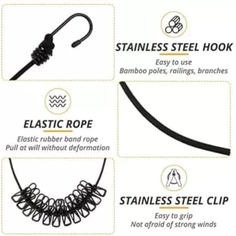 Portable Retractable Clothesline with 12 Clips – 9 Meter Elastic Clothes Drying Rope_000972