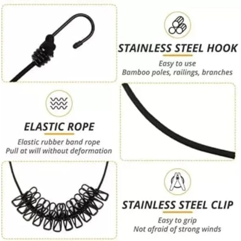 Portable Retractable Clothesline with 12 Clips – 9 Meter Elastic Clothes Drying Rope_000972
