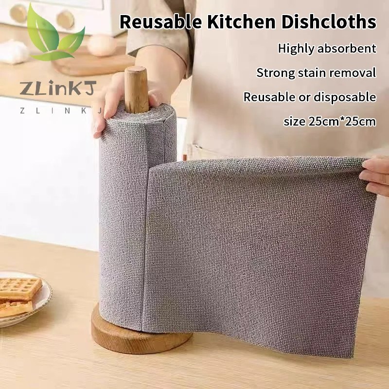 Reusable Microfiber Cleaning Cloth Roll – Greaseproof Quick-Drying Kitchen Dish Towels