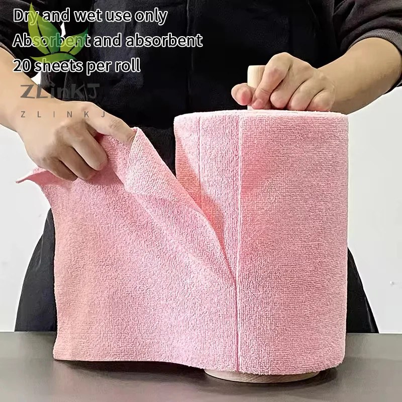 Reusable Microfiber Cleaning Cloth Roll – Greaseproof Quick-Drying Kitchen Dish Towels